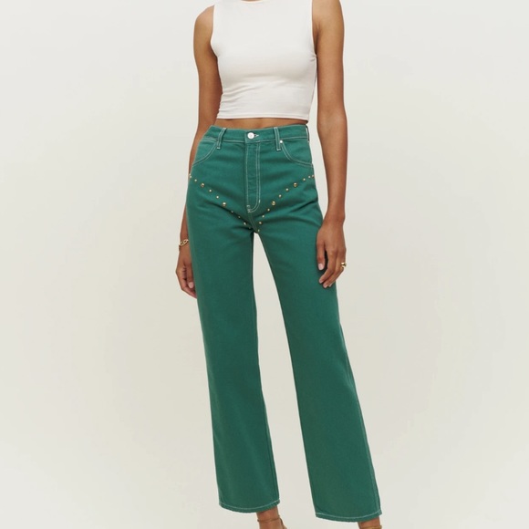 Reformation Denim - NWT Reformation Cowboy Studded High Rise Straight